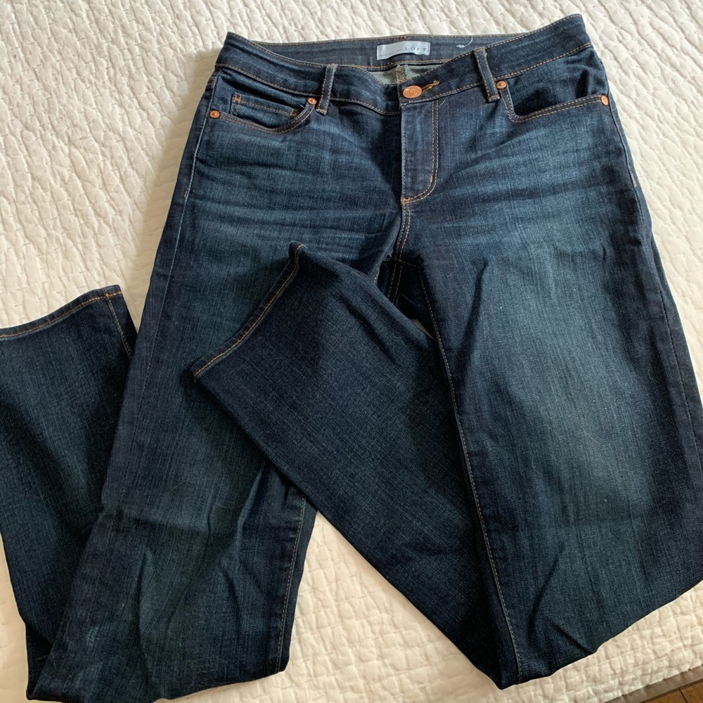 LOFT Curvy Straight Size 4 Dark Wash Jeans